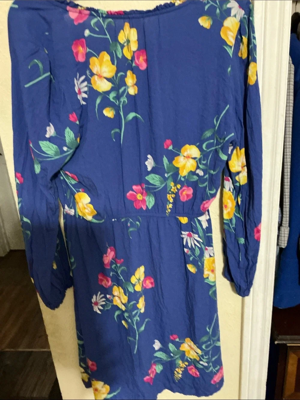 Old Navy Blue Floral Long-Sleeve Casual Dress women’s size medium